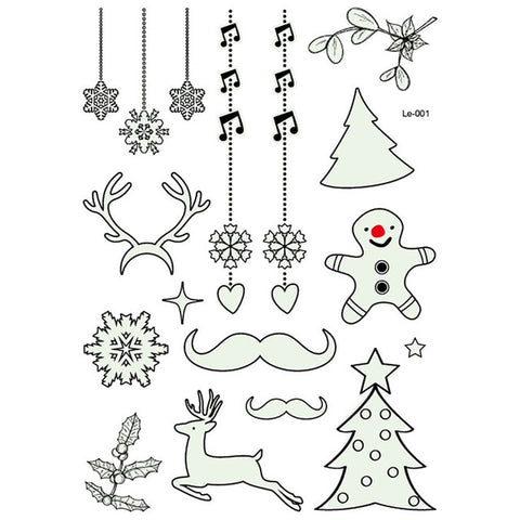 1 Pcs Luminous Temporary Tattoo Stickers Party Decoration Christmas Carnival Party New Year Decor Christmas Decorations MGJWS3