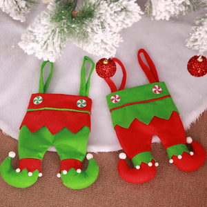 Christmas New Year Christmas Elf Pants Stocking Wine Bottle Cover Home Party Decoration Kids Candy Gift Bags Supplies SD477