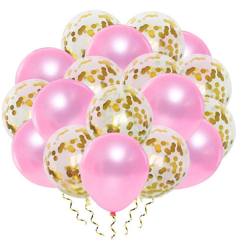 20pcs Rose Gold Mixed Confetti Balloons Birthday Party Decorations Kids Adult Baby Boy Girl Babyshower Wedding Ballons Decor 1st