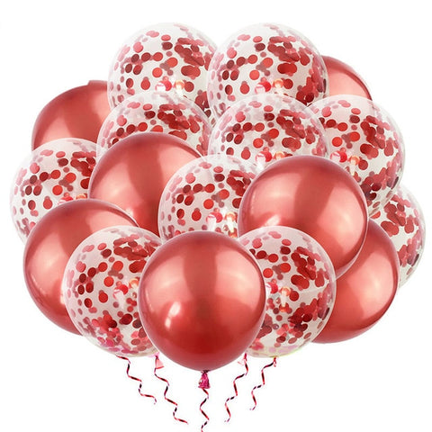 20pcs Rose Gold Mixed Confetti Balloons Birthday Party Decorations Kids Adult Baby Boy Girl Babyshower Wedding Ballons Decor 1st