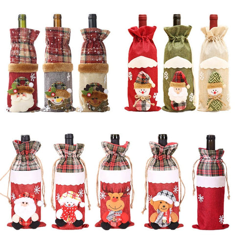 Christmas Decorations for Home Santa Claus Wine Bottle Cover Snowman Stocking Holders Christmas Gift Navidad Decor New Year