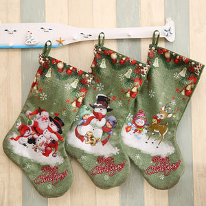 Merry Christmas Green Christmas Stockings Large Candy New Year Gift Bag Portable Cute Candy Bag For Children Christmas Stocking