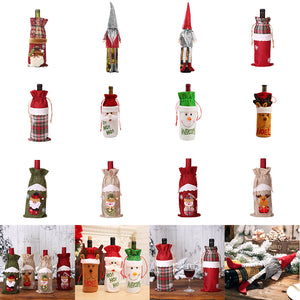 Christmas  Santa Claus Wine Bottle Cover Dress Decorations for Home New Year Snowman Stocking Gift Holders Xmas Navidad Decor