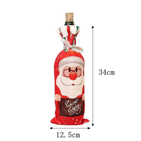 Christmas  Santa Claus Wine Bottle Cover Dress Decorations for Home New Year Snowman Stocking Gift Holders Xmas Navidad Decor