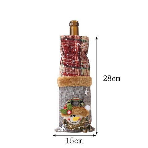 Christmas  Santa Claus Wine Bottle Cover Dress Decorations for Home New Year Snowman Stocking Gift Holders Xmas Navidad Decor