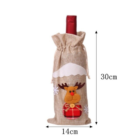 Christmas  Santa Claus Wine Bottle Cover Dress Decorations for Home New Year Snowman Stocking Gift Holders Xmas Navidad Decor