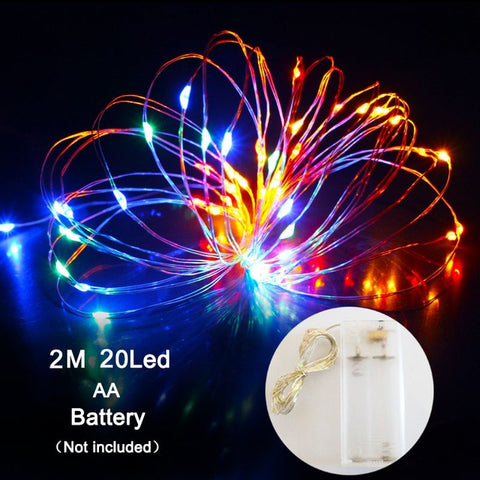 2m 5m Copper Wire LED String Lights Merry Christmas Party Decorations For Home Ornaments Tree Santa Claus 2020 Happy New Year