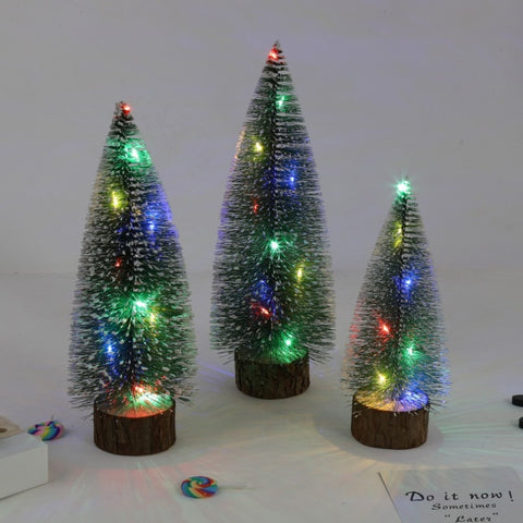 1pc Mini Christmas Tree Small Cedar desktop Christmas Tree LED Glowing Christmas Tree for New Year Home Decoration