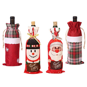 Christmas Wine Bottle Cover for Home Santa Claus Wine Bottle Cover Snowman Stocking Gift Holders Xmas Navidad Decor New Year