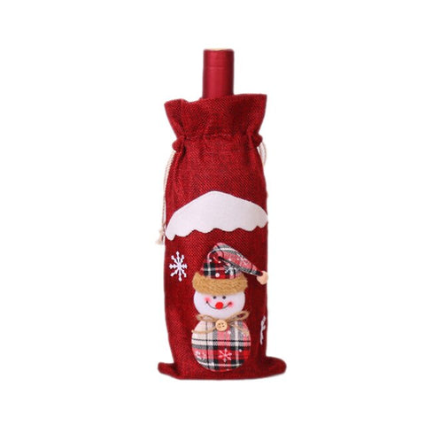 Christmas Wine Bottle Cover for Home Santa Claus Wine Bottle Cover Snowman Stocking Gift Holders Xmas Navidad Decor New Year