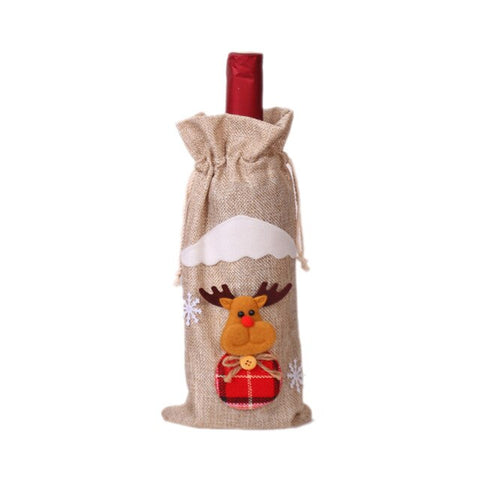 Christmas Wine Bottle Cover for Home Santa Claus Wine Bottle Cover Snowman Stocking Gift Holders Xmas Navidad Decor New Year