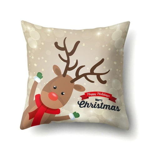 Lovely Elk Deer Christmas Cushion Cover Decorative Throw Pillow Xmas New Year Decor Home Decoration Polyester Pillowcase 40543
