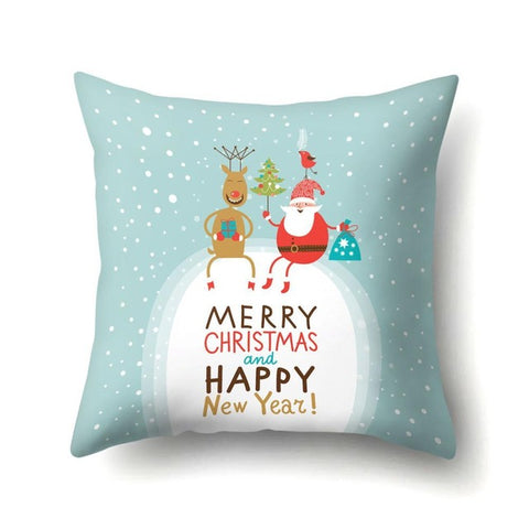 Lovely Elk Deer Christmas Cushion Cover Decorative Throw Pillow Xmas New Year Decor Home Decoration Polyester Pillowcase 40543