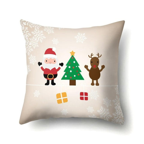 Lovely Elk Deer Christmas Cushion Cover Decorative Throw Pillow Xmas New Year Decor Home Decoration Polyester Pillowcase 40543