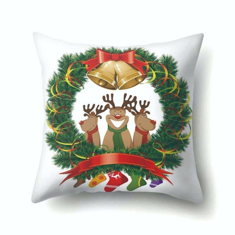 Lovely Elk Deer Christmas Cushion Cover Decorative Throw Pillow Xmas New Year Decor Home Decoration Polyester Pillowcase 40543