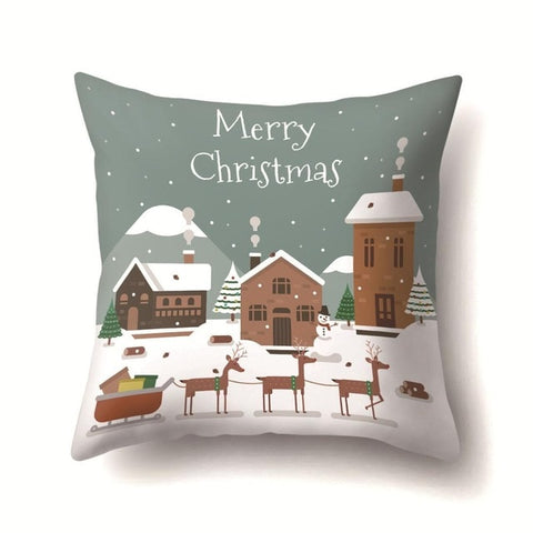 Lovely Elk Deer Christmas Cushion Cover Decorative Throw Pillow Xmas New Year Decor Home Decoration Polyester Pillowcase 40543