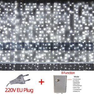 220V EU LED Christmas Light Icicle waterfall Fairy String Curtain Lights Garland Outdoor For Wedding Party Bar New Year Decor