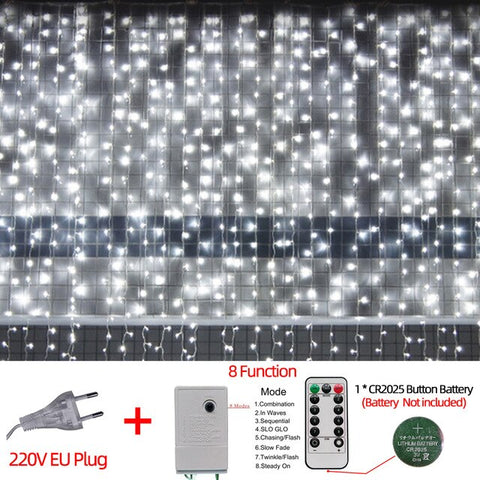 220V EU LED Christmas Light Icicle waterfall Fairy String Curtain Lights Garland Outdoor For Wedding Party Bar New Year Decor