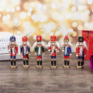 1Pcs 12cm Wooden Nutcracker Soldier Merry Christmas Decoration New Year Decor Kids Doll Pendants Ornaments for Xmas Tree Decor,Q