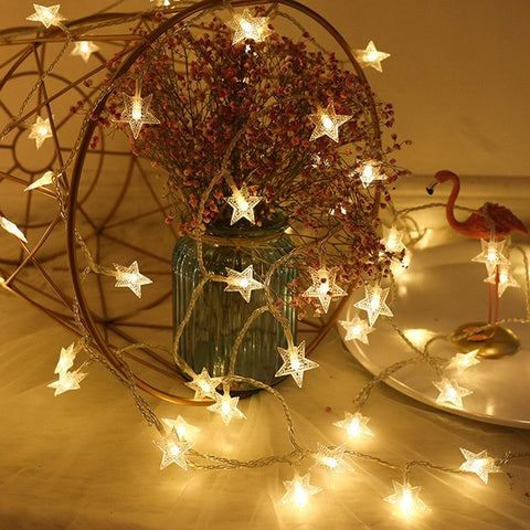 10/20 LED Star Light String Twinkle Garlands Battery Powered  Lamp Holiday New Year Christmas Decorations for Home Fairy Lights