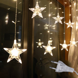 2.5M LED Star Christmas Garland Curtain Light 220V EU Fairy String light Outdoor For Party Holiday Wedding New Year 's Decor