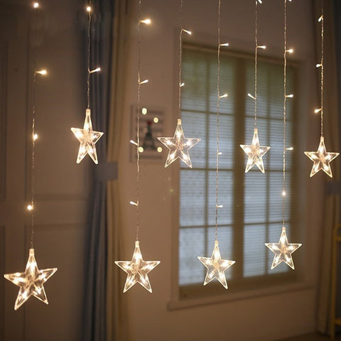 2.5M LED Star Christmas Garland Curtain Light 220V EU Fairy String light Outdoor For Party Holiday Wedding New Year 's Decor