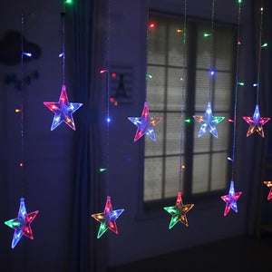 2.5M LED Star Christmas Garland Curtain Light 220V EU Fairy String light Outdoor For Party Holiday Wedding New Year 's Decor