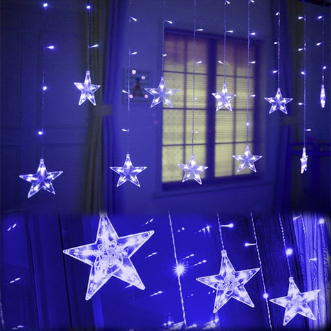 2.5M LED Star Christmas Garland Curtain Light 220V EU Fairy String light Outdoor For Party Holiday Wedding New Year 's Decor