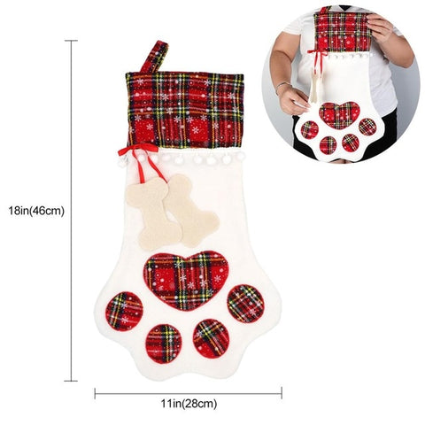 OurWarm Large Christmas Stocking Santa Claus Sock Plaid Burlap Gift Holder Christmas Tree Decoration New Year Gift Candy Bags