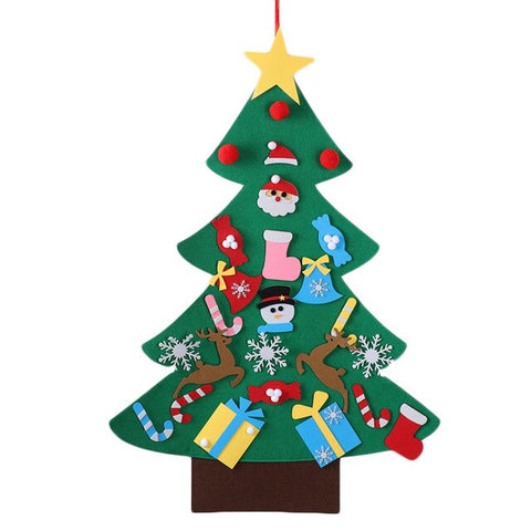 DIY Felt Christmas Tree With Light New Year Gifts Kids Toys Artificial Tree Wall Hanging Ornaments Christmas Decoration for Home