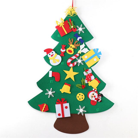 DIY Felt Christmas Tree With Light New Year Gifts Kids Toys Artificial Tree Wall Hanging Ornaments Christmas Decoration for Home