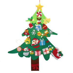 DIY Felt Christmas Tree With Light New Year Gifts Kids Toys Artificial Tree Wall Hanging Ornaments Christmas Decoration for Home