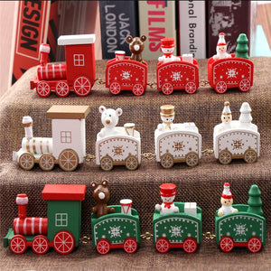 New Christmas Train Painted Wood Christmas Decoration for Home with Santa/bear Xmas kid toys gift ornament navidad new year Gift