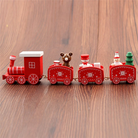 New Christmas Train Painted Wood Christmas Decoration for Home with Santa/bear Xmas kid toys gift ornament navidad new year Gift