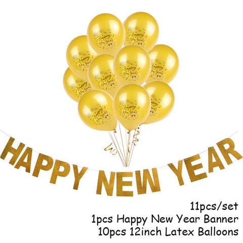 1set Happy New Year Banner and Balloons 2020 Photo Frame New Year Eve Party Decoration Navidad Merry Christmas Decor Supplies