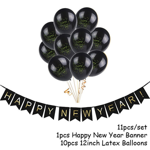 1set Happy New Year Banner and Balloons 2020 Photo Frame New Year Eve Party Decoration Navidad Merry Christmas Decor Supplies