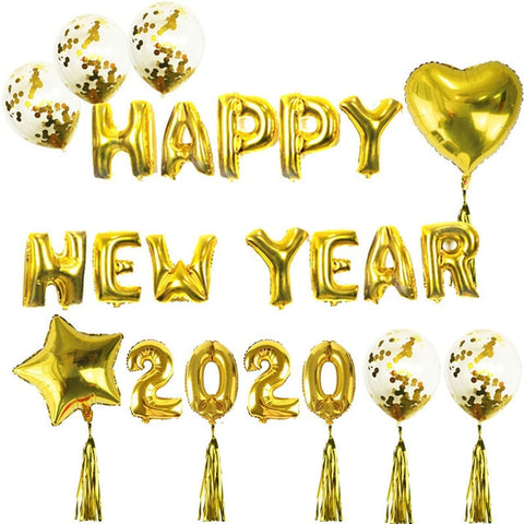 1set Happy New Year Banner and Balloons 2020 Photo Frame New Year Eve Party Decoration Navidad Merry Christmas Decor Supplies