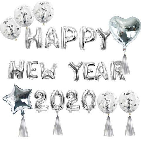 1set Happy New Year Banner and Balloons 2020 Photo Frame New Year Eve Party Decoration Navidad Merry Christmas Decor Supplies