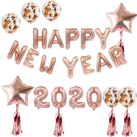 1set Happy New Year Banner and Balloons 2020 Photo Frame New Year Eve Party Decoration Navidad Merry Christmas Decor Supplies