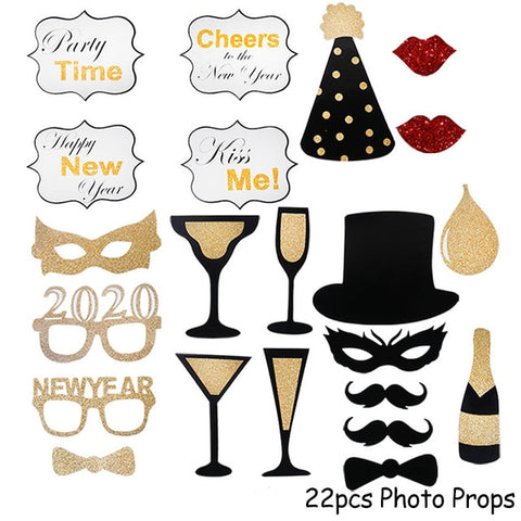 1set Happy New Year Banner and Balloons 2020 Photo Frame New Year Eve Party Decoration Navidad Merry Christmas Decor Supplies