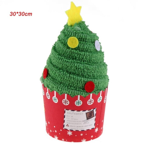 Christmas Gift Cupcake Cotton Towel Natal Noel New Year Decoration navidad Christmas Decorations for Home Children Gifts