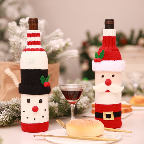 New Year Christmas Decorations for Home Santa Claus Wine Bottle Cover Bag Snowman Stocking Gift Holders Xmas Navidad 2019 Decor