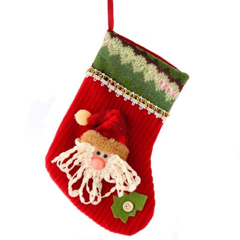 Snowman Stocking Socks Xmas Tree Ornaments Christmas Stockings New Year Gift Holder Christmas Gift Bags Pet Dog Cat