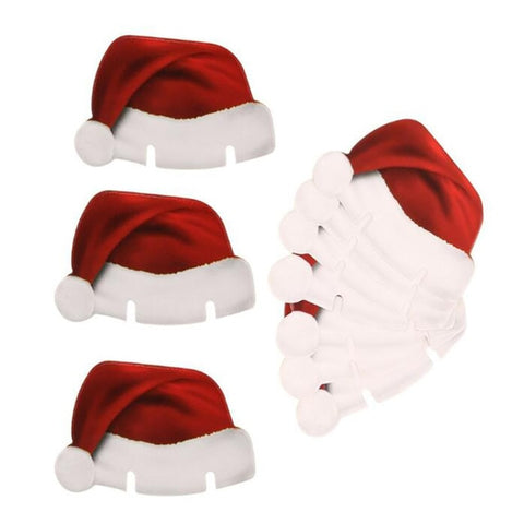 10Pcs/pack Xmas Christmas Decorations For Home Table Place Cards Christmas Santa Hat Wine Glass Decor New Year Party Supplies