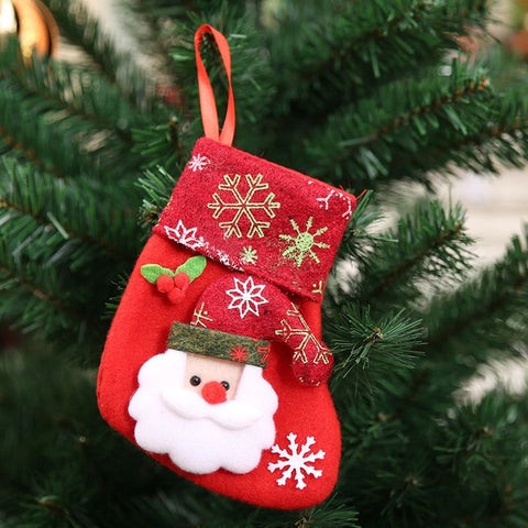 1PC Christmas Stockings Hanging Christmas Tree Decoration Ornaments New Year Candy Bag Gifts Socks Stocking Xmas Ornament