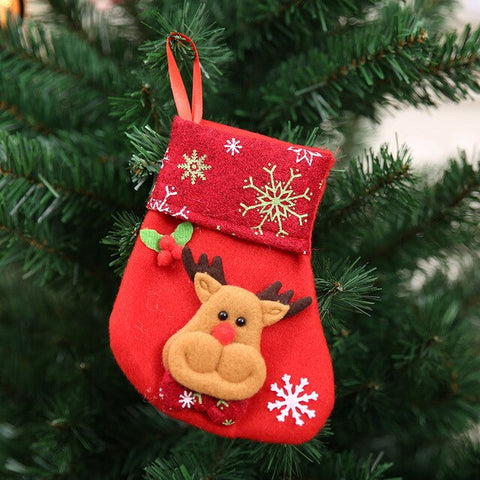 1PC Christmas Stockings Hanging Christmas Tree Decoration Ornaments New Year Candy Bag Gifts Socks Stocking Xmas Ornament