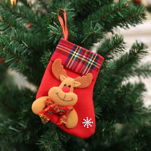 1PC Christmas Stockings Hanging Christmas Tree Decoration Ornaments New Year Candy Bag Gifts Socks Stocking Xmas Ornament