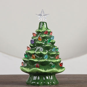 3 Sizes New Year Cordless Lighted Ceramic Christmas Tree Tabletop Christmas Decoration Mini Light Bulbs