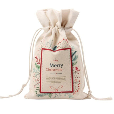 16x23.5cm Christmas Sacks Candy Bags Canvas Santa Sacks Xmas Gift Stocking Bag Christmas New Year Decorations For Home
