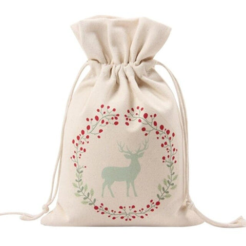 16x23.5cm Christmas Sacks Candy Bags Canvas Santa Sacks Xmas Gift Stocking Bag Christmas New Year Decorations For Home